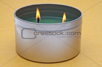 Green Lit Holiday Candle