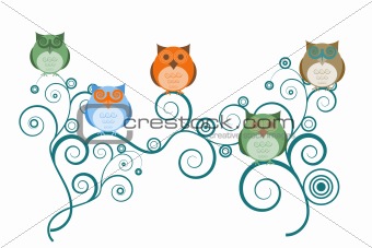Owls on Tree Branches