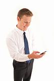 Portrait of young businessman using a cell phone