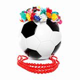 Footbal with a Polish garland and necklace