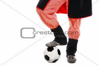 Polish man in a traditional outfit with football