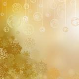 Golden christmas background with baubles . EPS 8