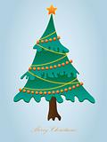 Greeting card for Christmas with a Christmas tree 