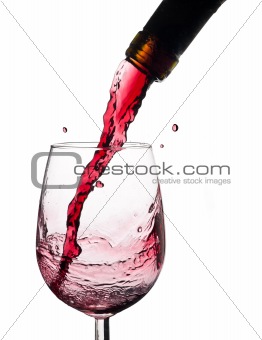Wine splash on glass.