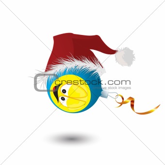 New Year's toy in a cap of Santa Claus. Vector illustration