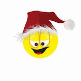 The cheerful person in a cap of Santa Claus. Vector illustration