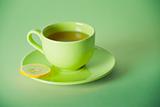 The cup of green tea