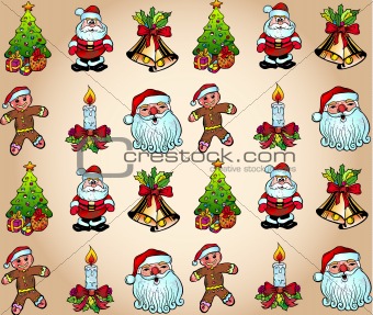Christmas Wallpaper with Various Design Elements