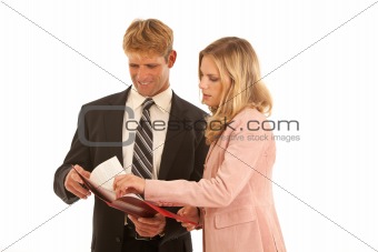 Professionals looking at documents