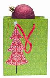 Holiday Gift Bag with Red Ornament