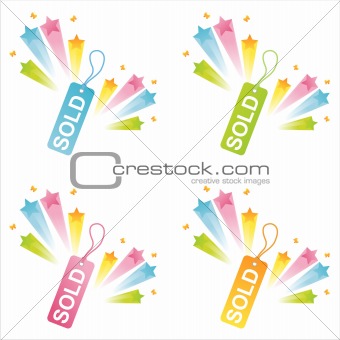 sold tags with splashes