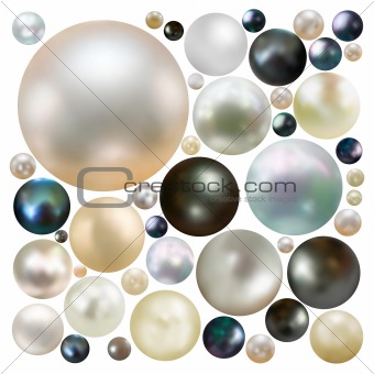 Collection of color pearls isolated. 