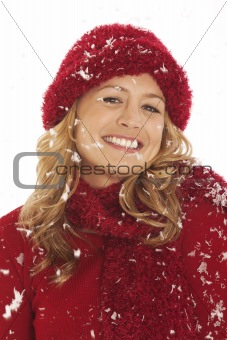 Close-up of woman in winter