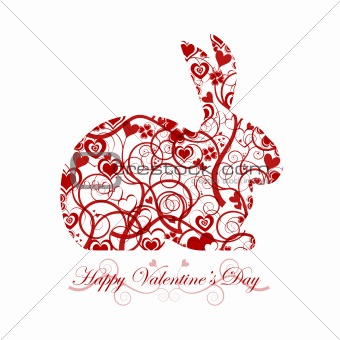Happy Valentines Day Red Bunny Rabbit