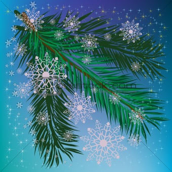 abstract background christmas tree with snowflakes and stars