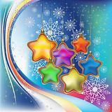 abstract christmas background with colored stars