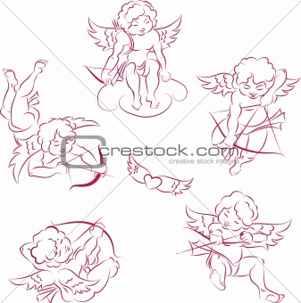 set of flying angels (cupids)