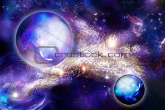 mystic luminous nebula and planet
