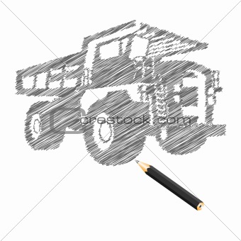 Hand-drown cargo truck sketch