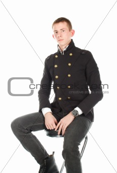 Man against a white background