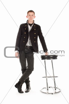 Man against a white background