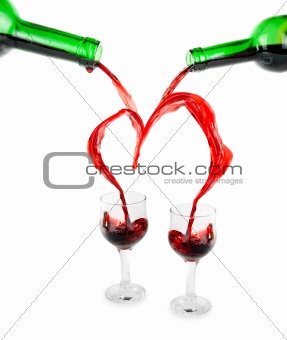 Heart from pouring red wine 