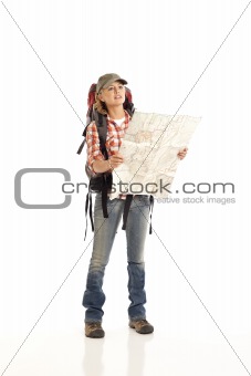 Hiker with map