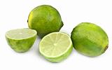 four lime fruit on white