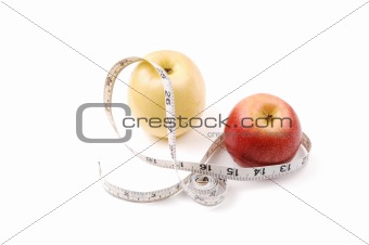 Apple and measuring tape.