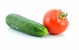 Red tomato and green cucumber