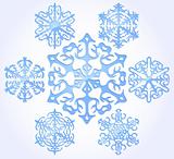 Set Of Snow Flakes Over White. Vector