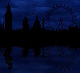 London skyline at night - sombre atmosphere