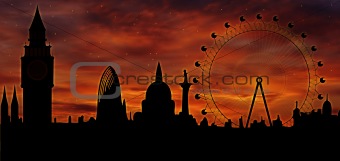 London skyline at dusk
