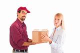 Delivery Boy with Box for Young Woman
