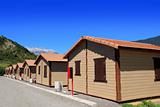 Wood bungalow houses in camping area