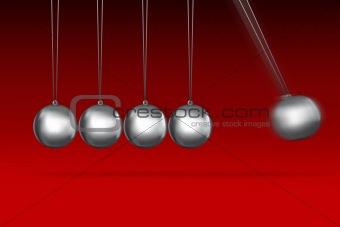 newtons cradle idea on red