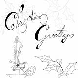 Monochrome template for Christmas card 