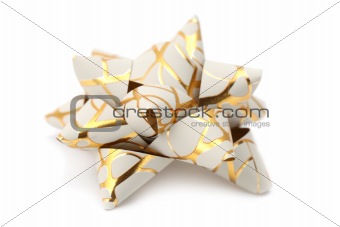 White and gold bow