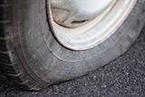 Closeup of a flat tire