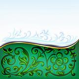 abstract background green and blue with floral ornament