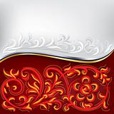 abstract background red and white with floral ornament