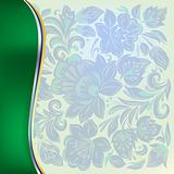 abstract background with blue floral ornament on green