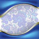 abstract background with blue floral ornament on white