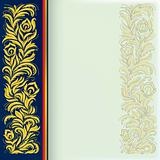 abstract background with golden floral ornament on blue