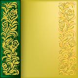 abstract background with golden floral ornament on green