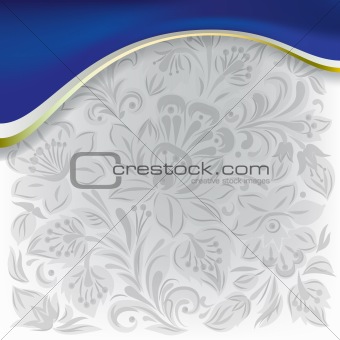 abstract background with grey floral ornament on white