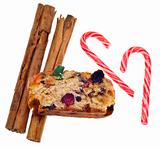 Holiday Foods Cinnamon Fruit Cake and Candy Cane Candies