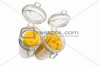 pasta in glass can
