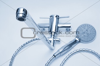 metal faucet and shower