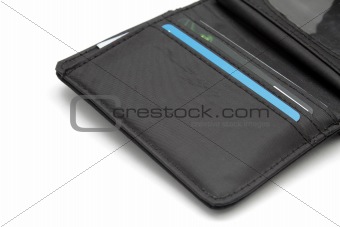 Black wallet with cards inside
